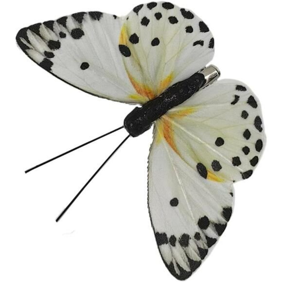 Artificial butterfly decorations set of 12 feather clip ornaments for crafts - Picture 5 of 7